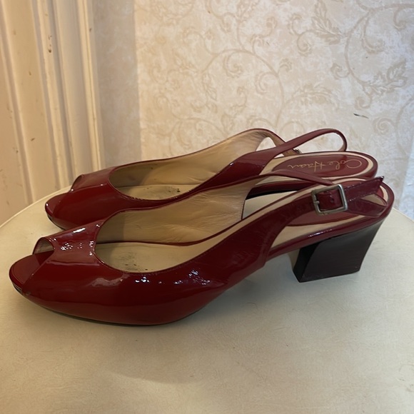 Cole Haan Red Patent Leather Peep Toe Heel - Picture 2 of 4